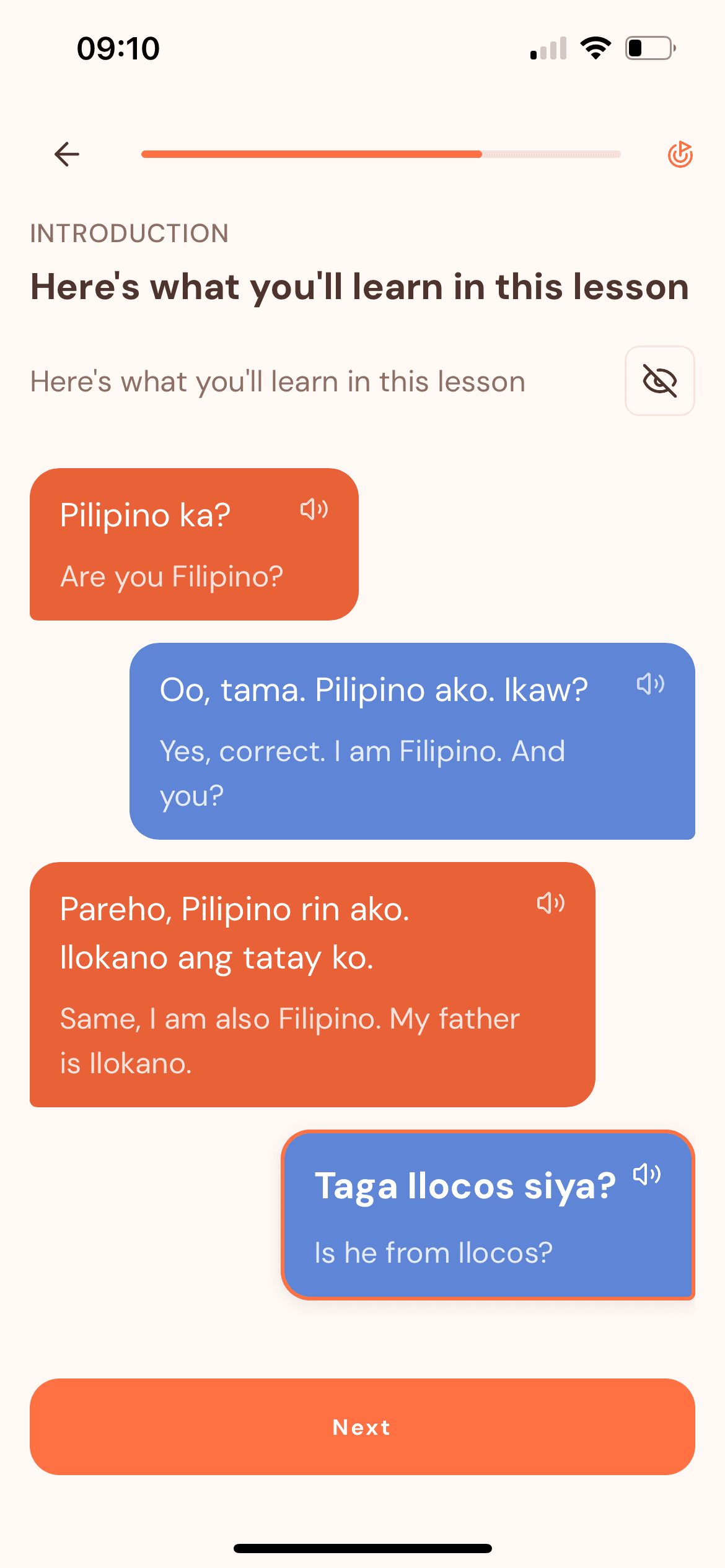 Tahanan lesson dialogue screen