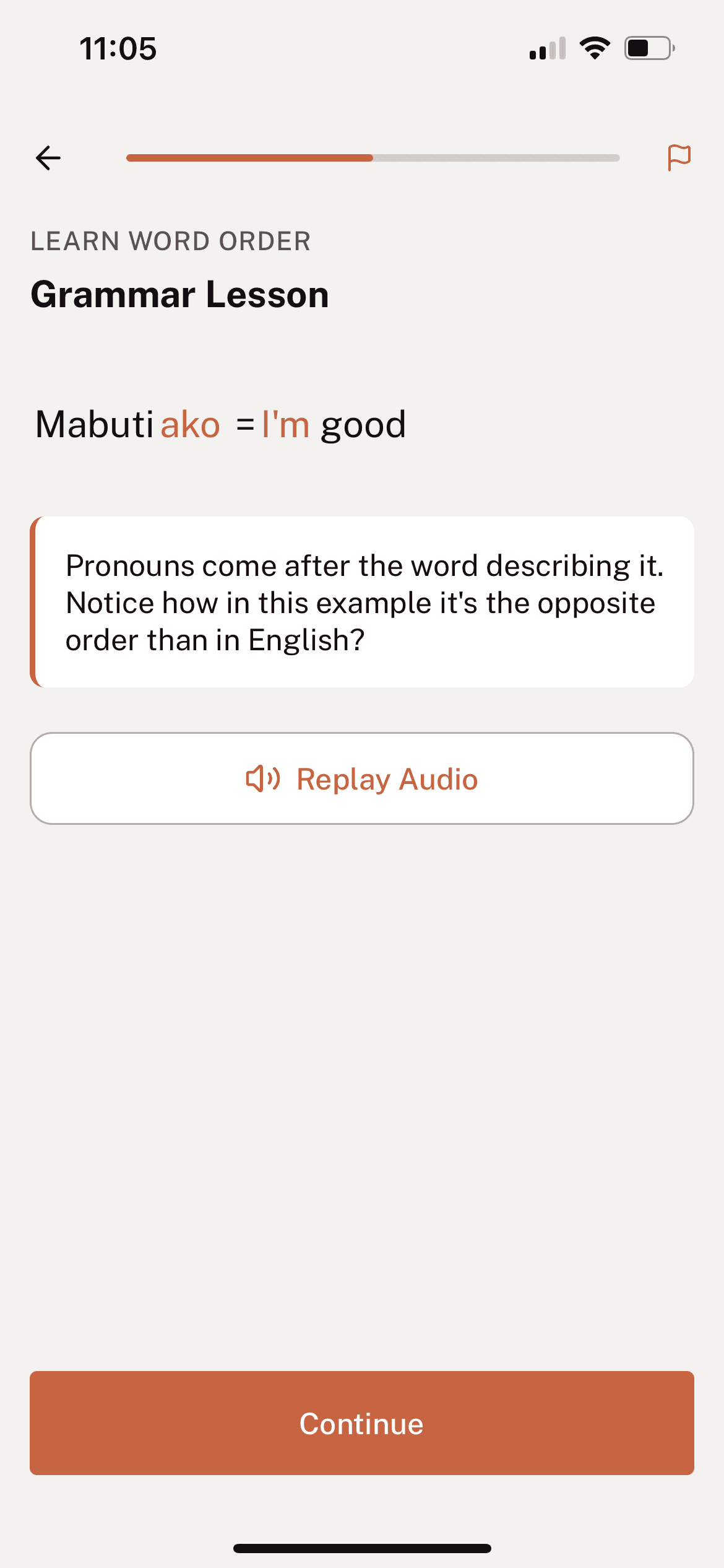 Tahanan grammar lesson breakdown screen