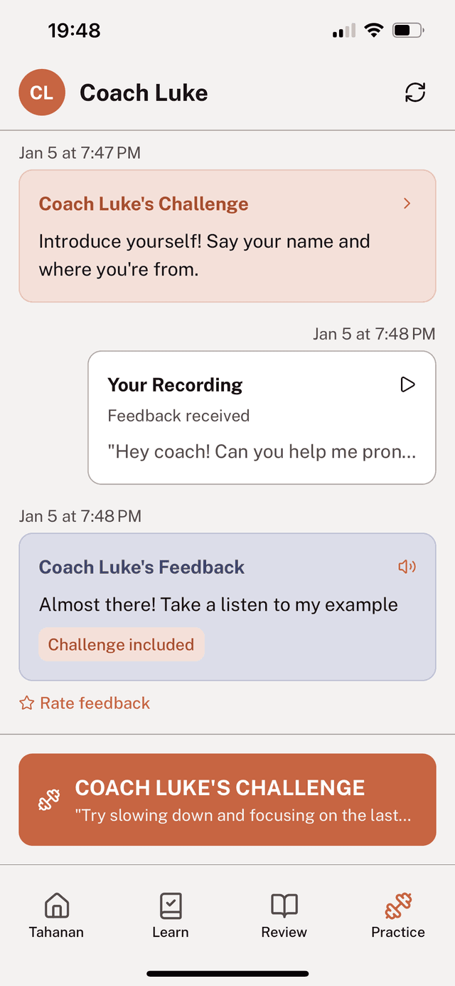 Coach Challenge Screen