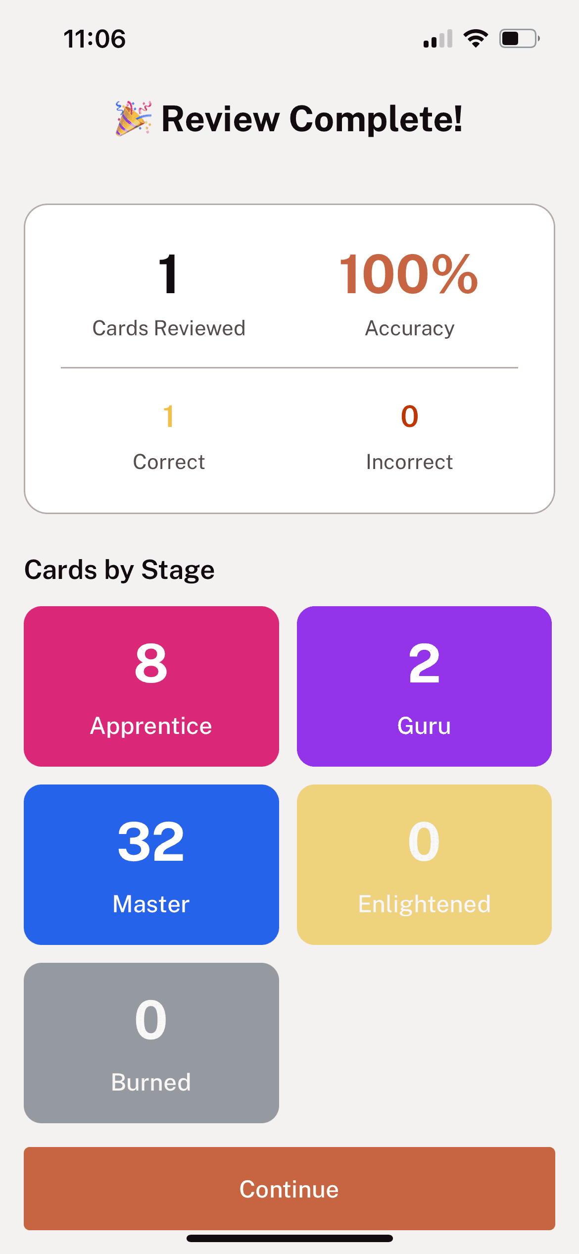 Tahanan review completion screen