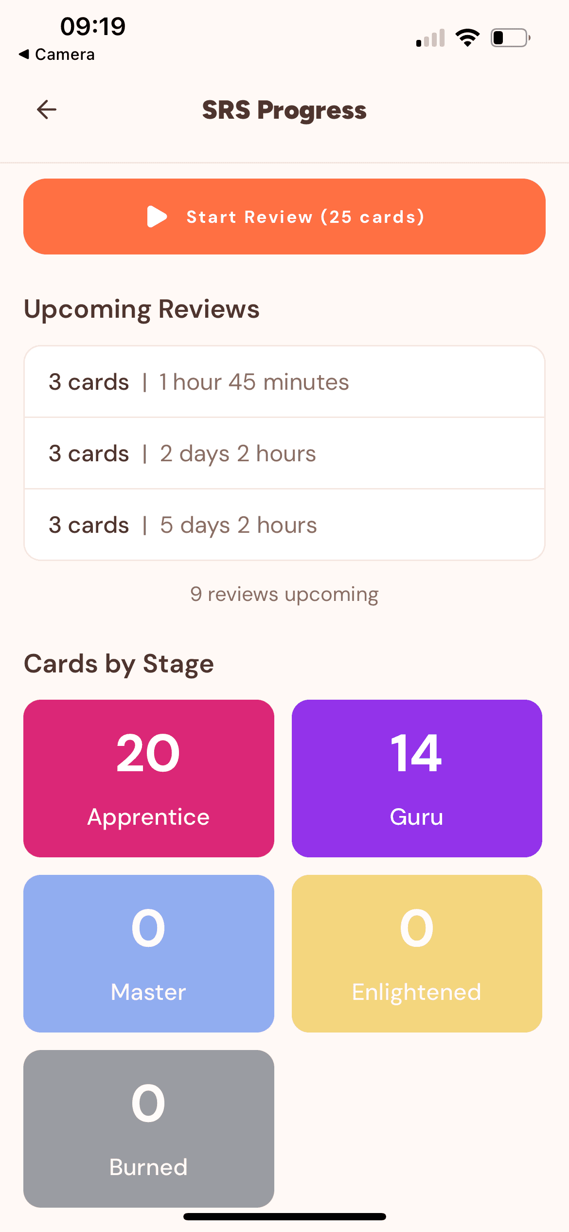 Tahanan SRS stages screen