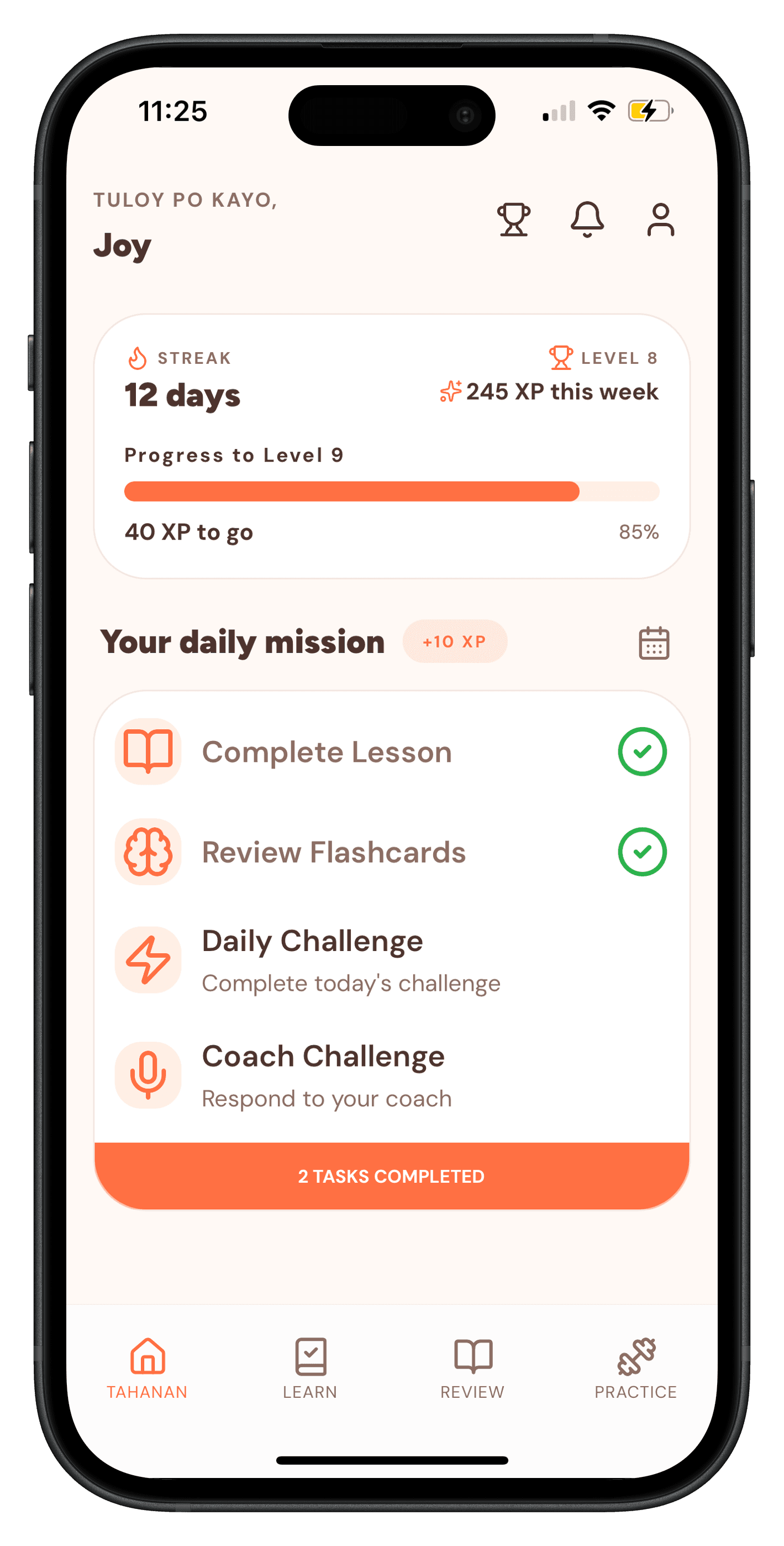 Tahanan home screen in iPhone frame