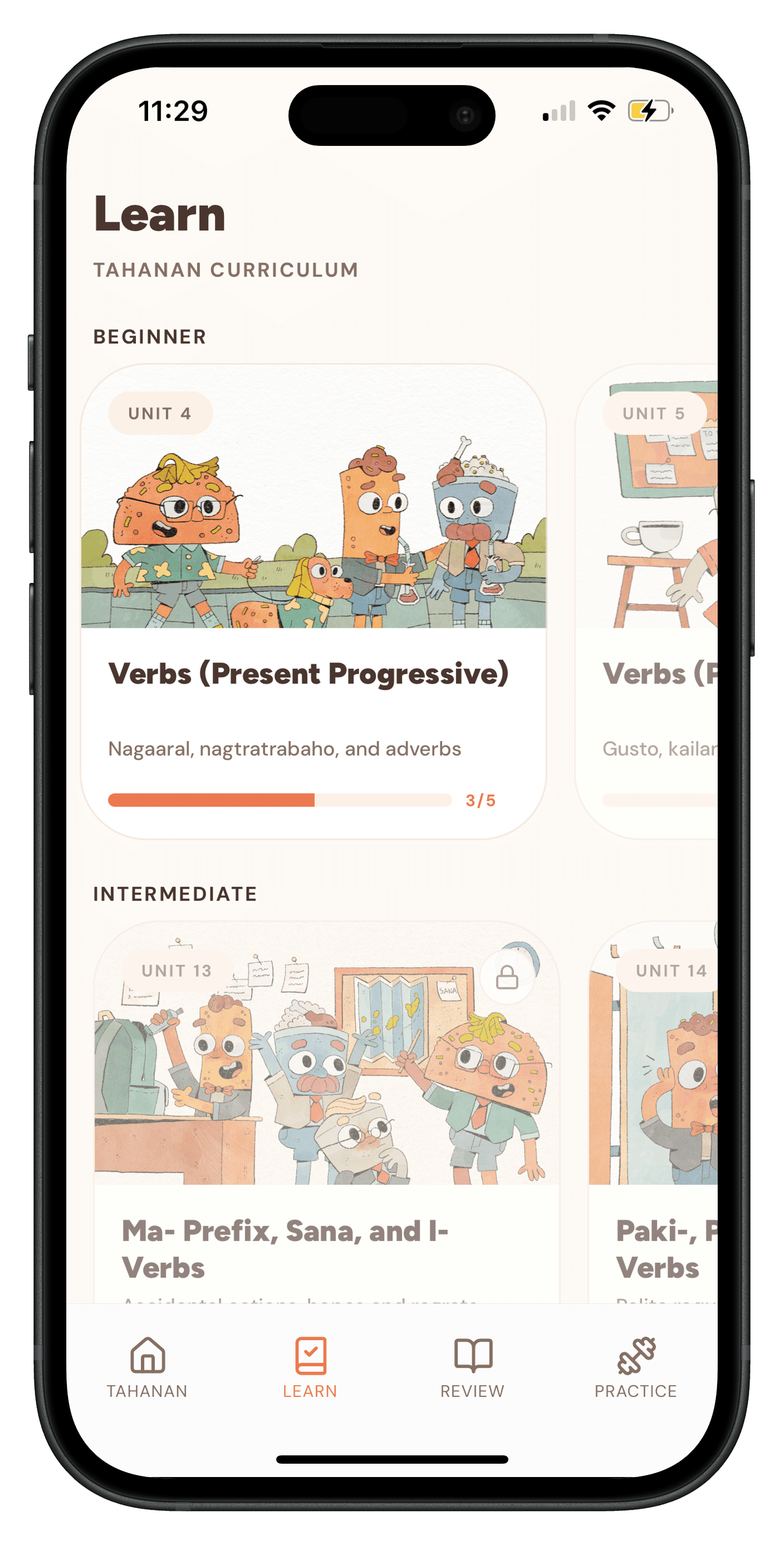 Tahanan learn screen in iPhone frame